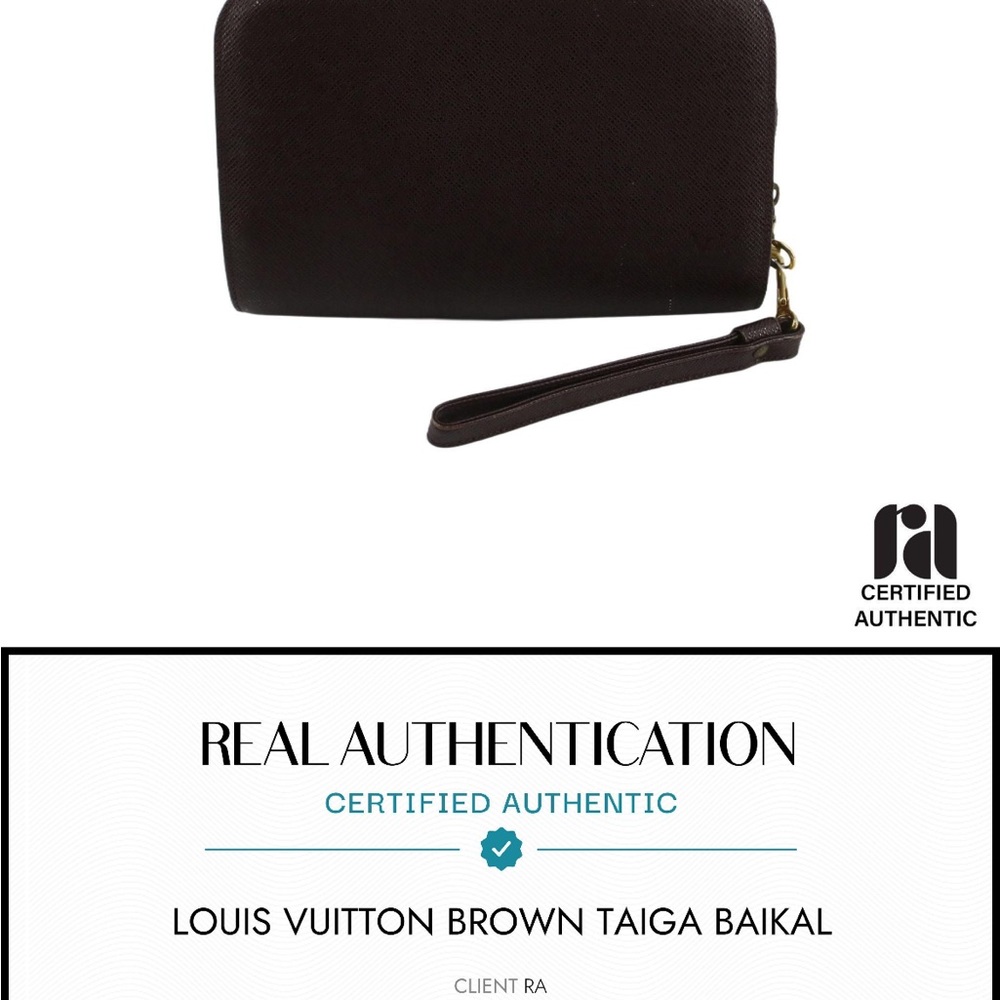 Louis Vuitton Deep Brown Taiga Zip Wristlet